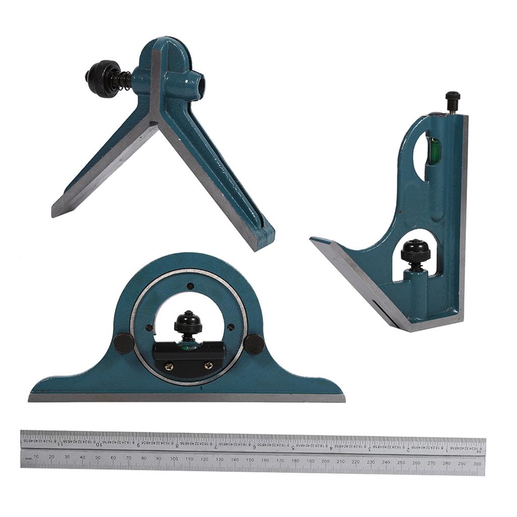 1x Stainless Steel Universal Bevel 180 Degree Angle Combination Square Protractor Ruler Set