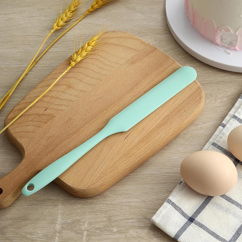 4 Pcs Silicone Jar Spatula Set - Long Handle Sourdough Scraper, Skinny Spatula for Jars, Bottles, and Containers, Non-Stick Heat Resistant Cake Cream