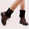 Women's Diamond Pattern Wool Leg Warmers - Cozy Winter Boot Covers