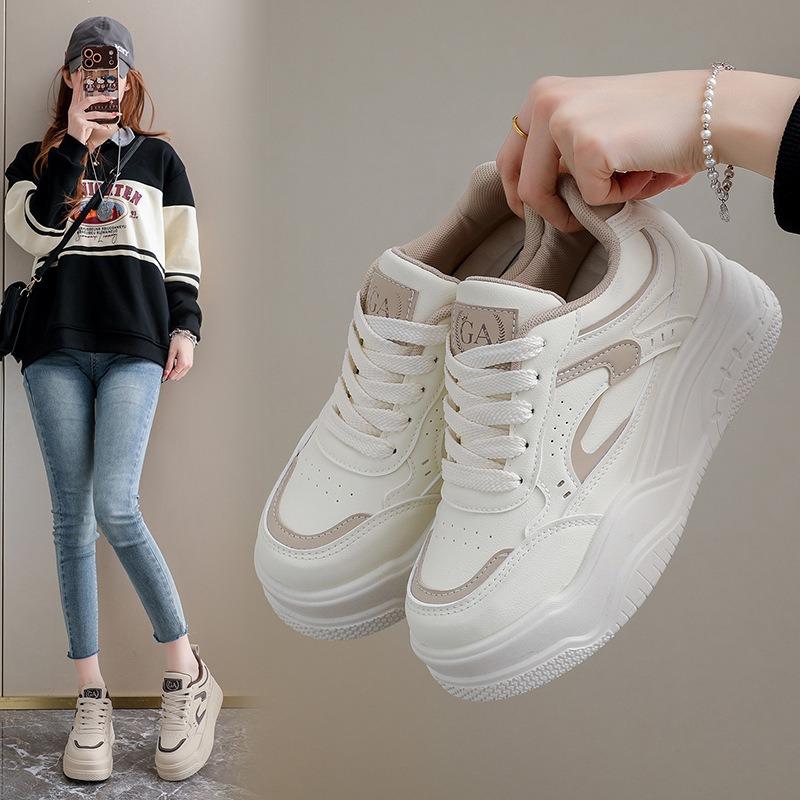 Inner Height Increase, Spring Little White Shoes New Female Students Thick-soled Height Increase Sports Board Shoes Casual