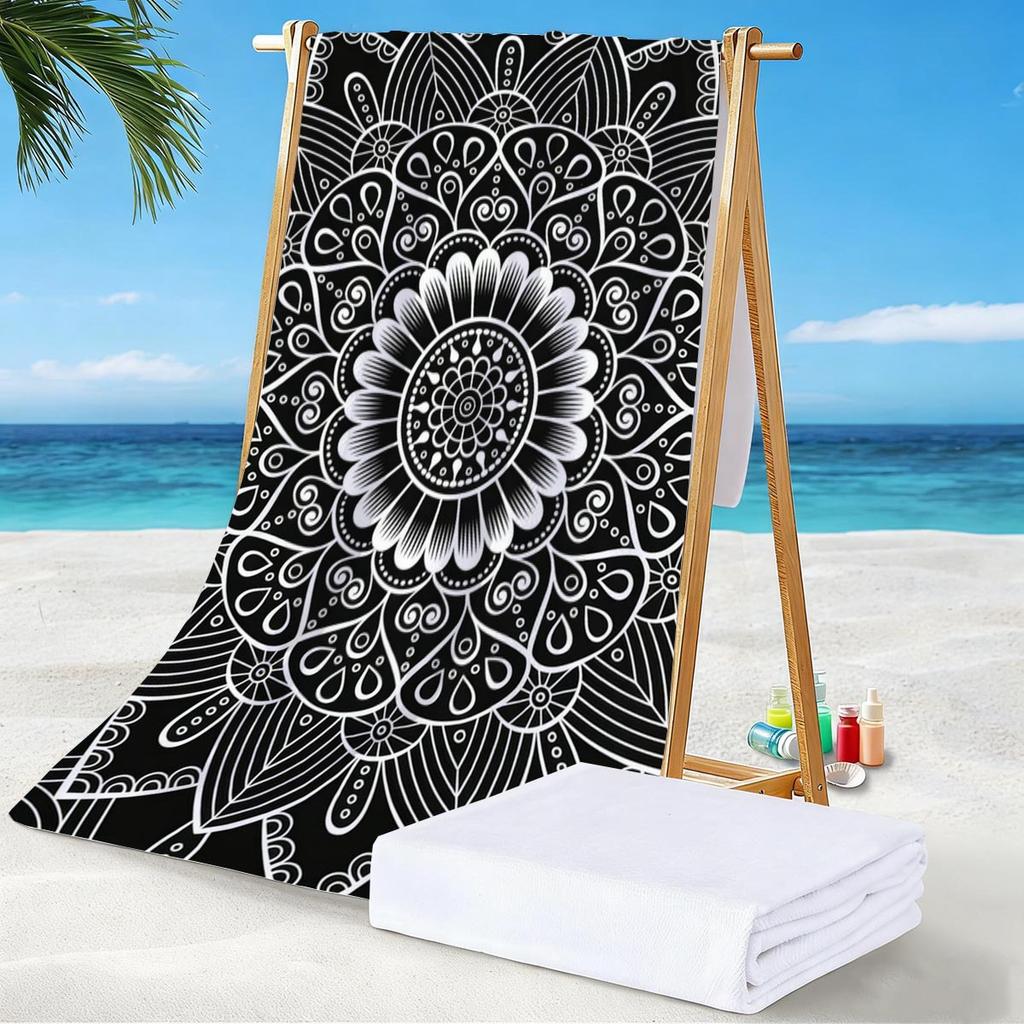 Skull Print Microfiber Beach Towel Quick Dry Absorbent Adult Bath Towel Sand Free Travel Towel Beach Essentials Gift Forvacation