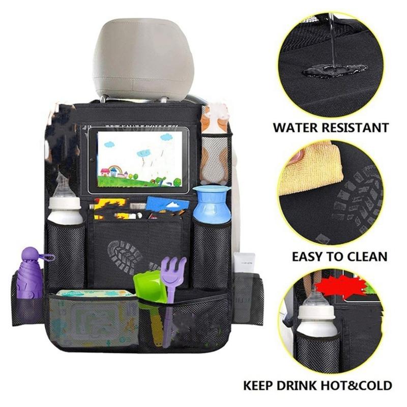 Organizzatori Universali per Schienale Sedile Auto con Tasche Multiple in Tessuto Oxford Impermeabile per Soluzione di Stoccaggio per Viaggi in Famiglia