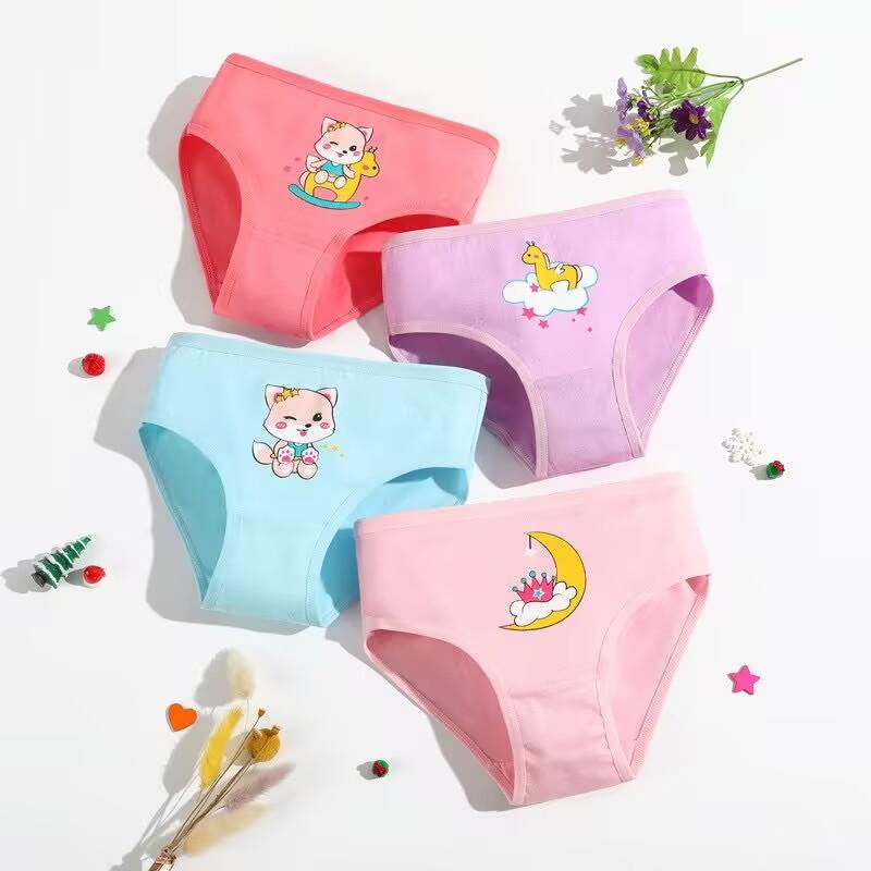 5PC  Baby Cartoon Underwear Girls Cotton Briefs Underpant Children Panties Short 2-10Years