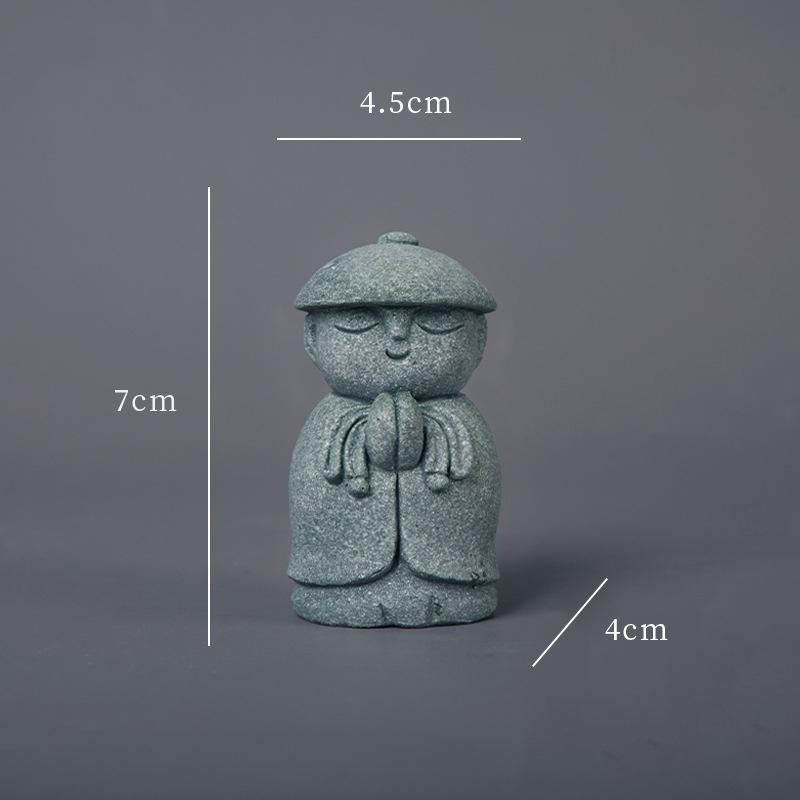 Statue Miniature Durable Exquise Mignonne Petite Figurine de Moines Ornement de Jardin Zen Fait Main Décor d'Aquarium
