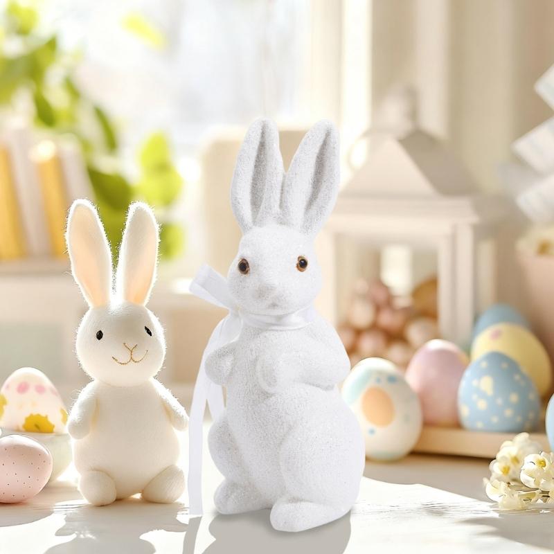 User Friendly Glittering Easters Rabbit Statue Colorful Portable for Holiday DIY Decorations Safe for Children