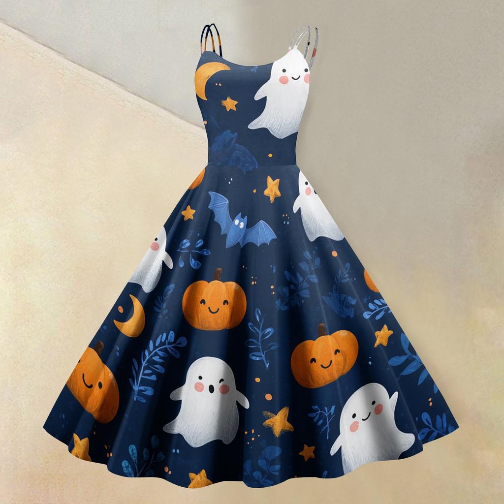 Women's Casual Sleeveless Off Shoulder Dress with Print for Party and Festive Wear