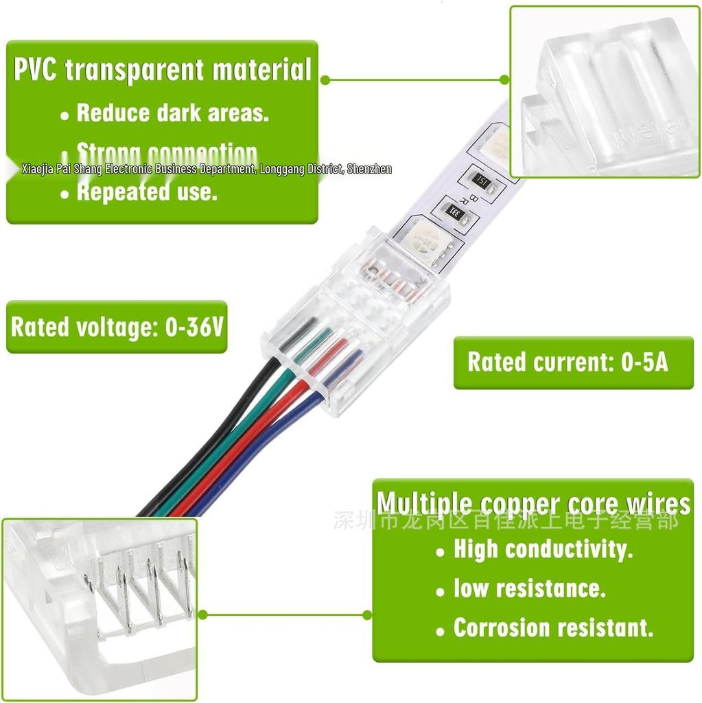 4-Pin RGB LED Strip Connector Clip (8mm/10mm)