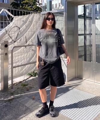 Eobiheomjeu Pigment Dyed Star Short Sleeve T-Shirt Abh365-111 Charcoal