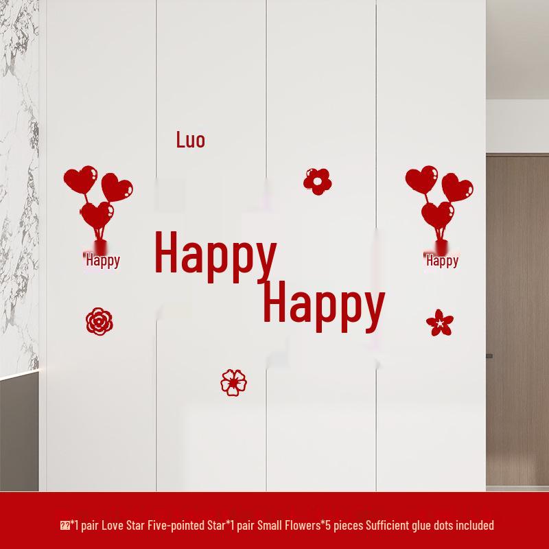 Wedding Room & Wardrobe Decor Set: Groom's Bedroom Double Happiness Stickers