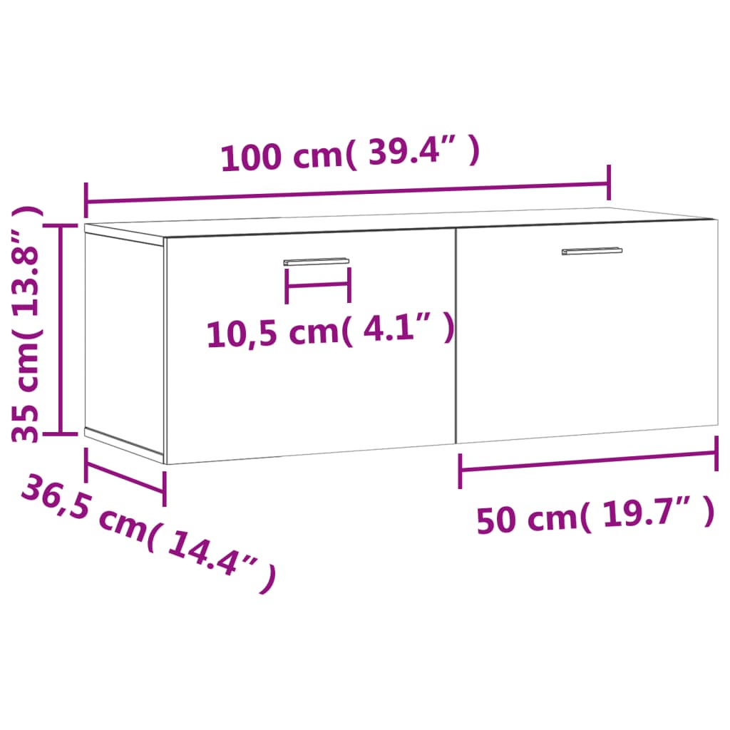 Wall Cabinet Gray Sonoma 100 x 36.5 x 35 cm Particleboard