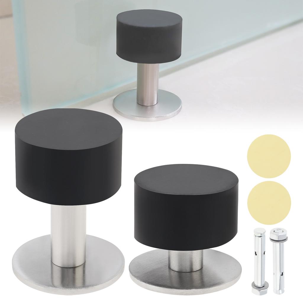 Floor Mount Heavy Duty Door Stopper Sound Dampening Includes Stickers Expansion Bolts Universal Home Office