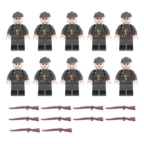 Yousheng 10 Pcs 1.7" Mini WWII Soldiers Figures Model Set Military Building Block Toys with Weapons Gift for Christmas Stockings Birthday Easter