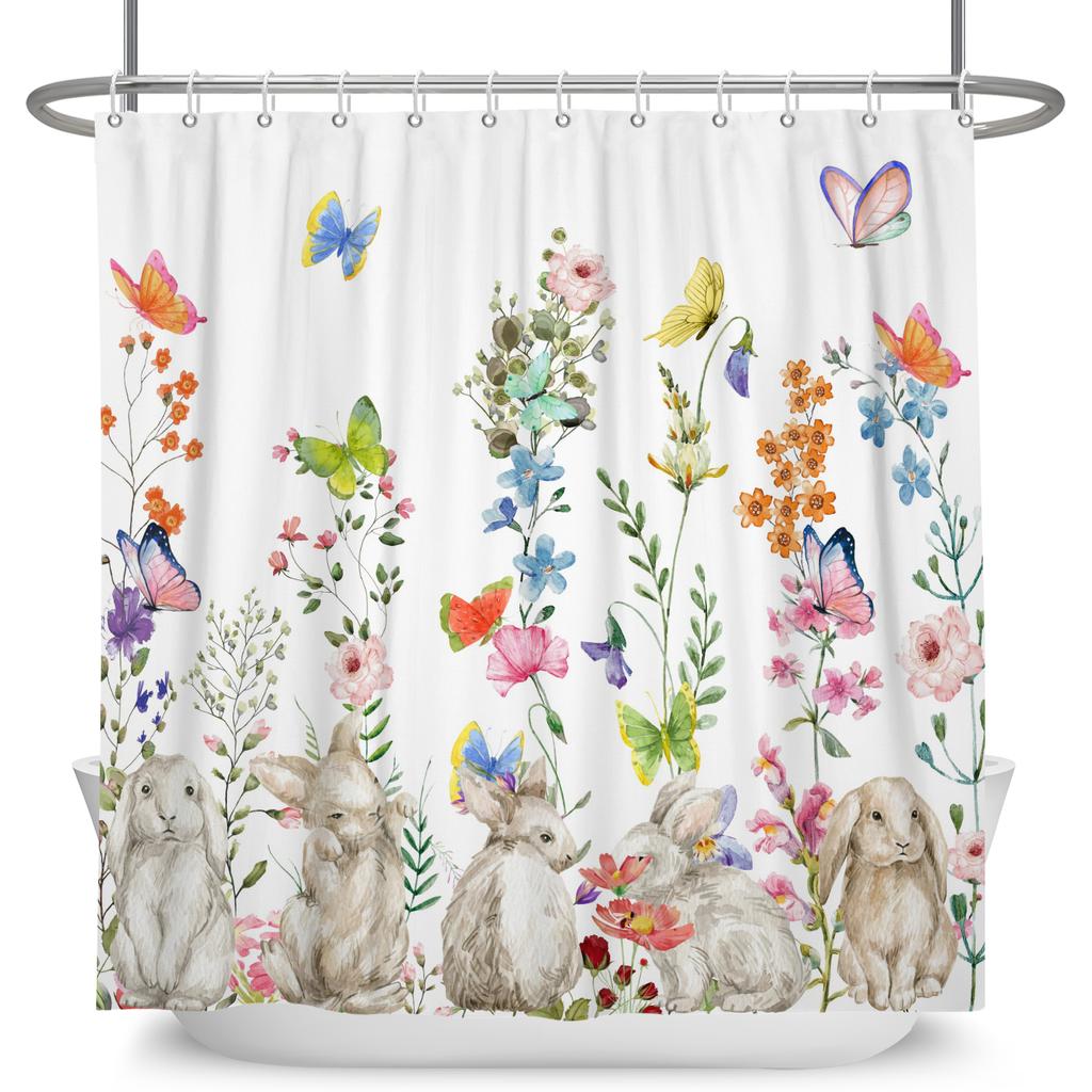 Watercolor Floral Shower Curtain Waterproof Easy To Clean Privacy Protection Print Botanical Design Elegant Bathroom Decor