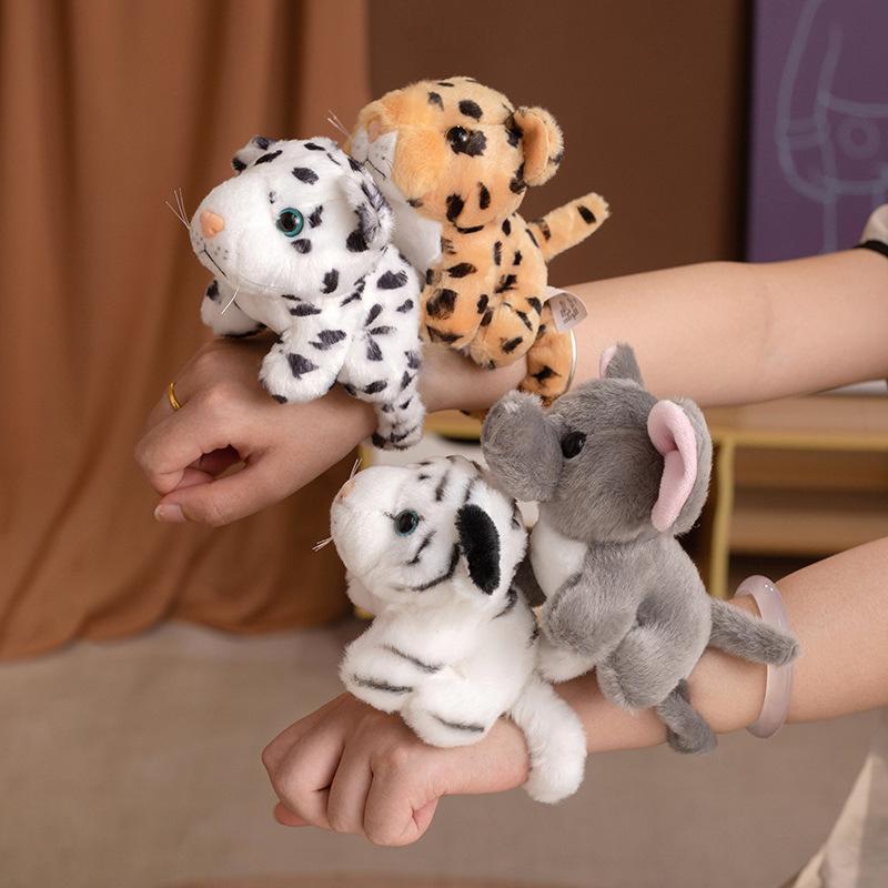 Cartoon Animal Tiger Leopard Bracelet Standing Shoulder Doll Plush Toy Panda Elephant Doll Girl Doll