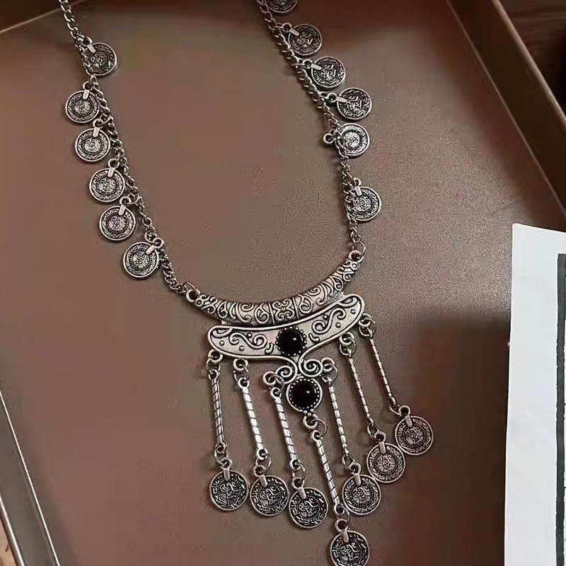 Tibetan Ancient Style Fringed Necklace Female Exotic Style Accessories Ethnic Style Retro Miao Neck Chain Jewelry