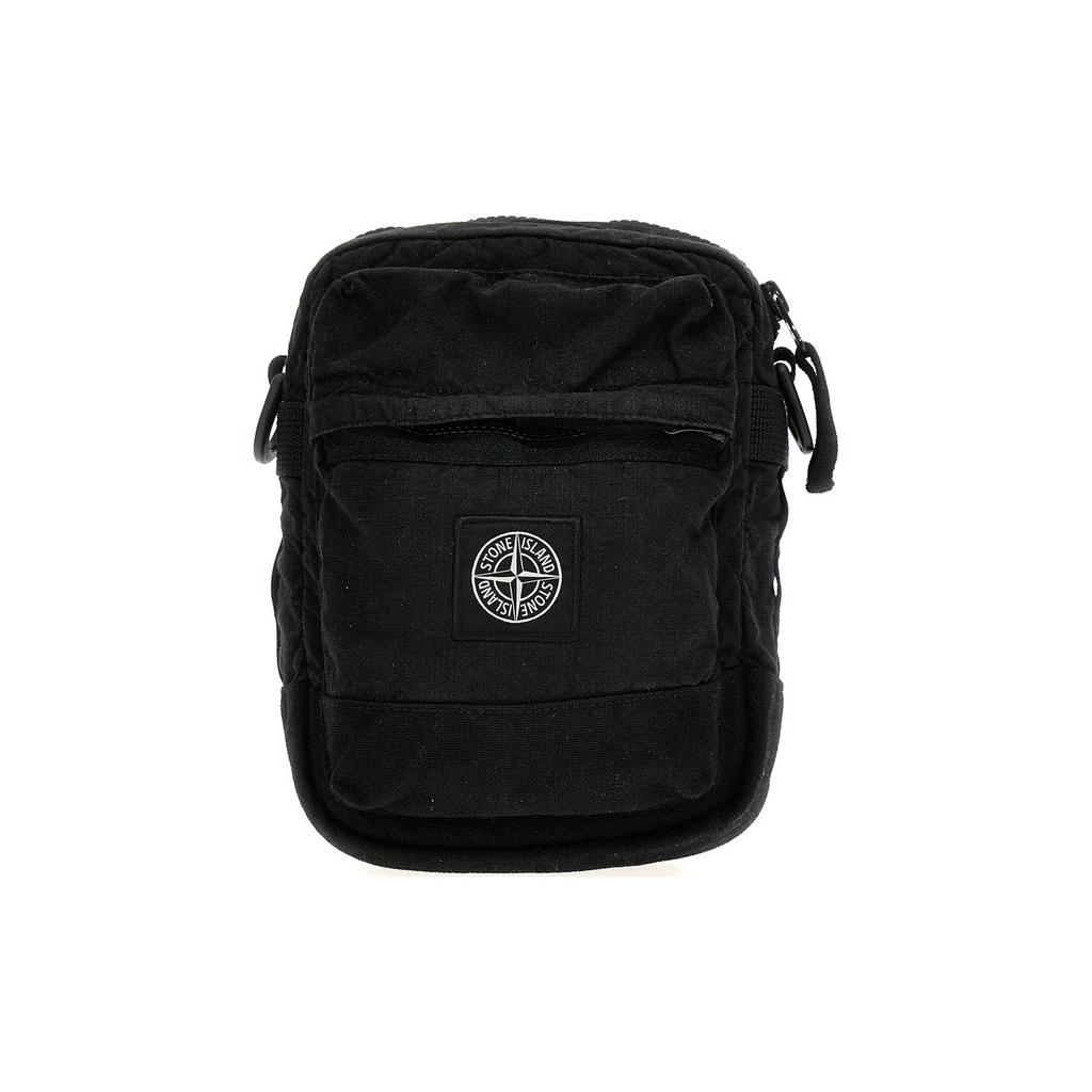New STONE ISLAND Canvas Shoulder Bag, Crossbody Bag Unisex Black 801590830V0029