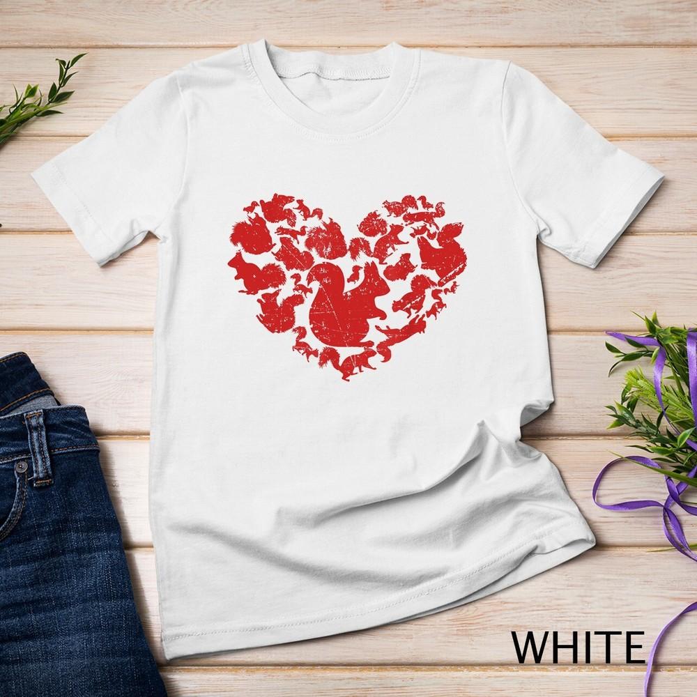 

Funny Heart Love Squirrel Vintage Valentines Day Gifts Unisex T-shirt 2XL