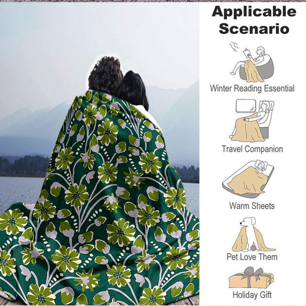1 Stück leichte Flanelldecke mit Blumenmuster, bequeme und warme Decke, für Büro und Camping Schlafsofa, Wohnzimmer039