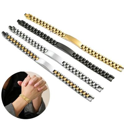 Bracelet Manchette Vide Poli Haut 10MM -15MM pour Hommes Bracelet d'Identification en Métal Cadeau d'Affaires
