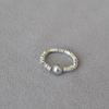 Minimalist Crushed Silver Pearl Elastic Ring: Unique Japanese and South Korean Style