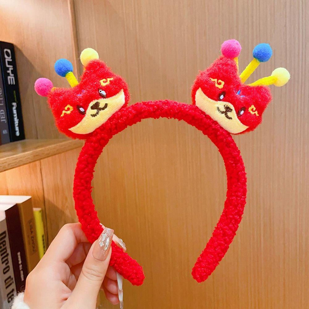 Red Hairband 2024 Happy New Year Headband Lion Dance New Year Headdress  New Year Gift