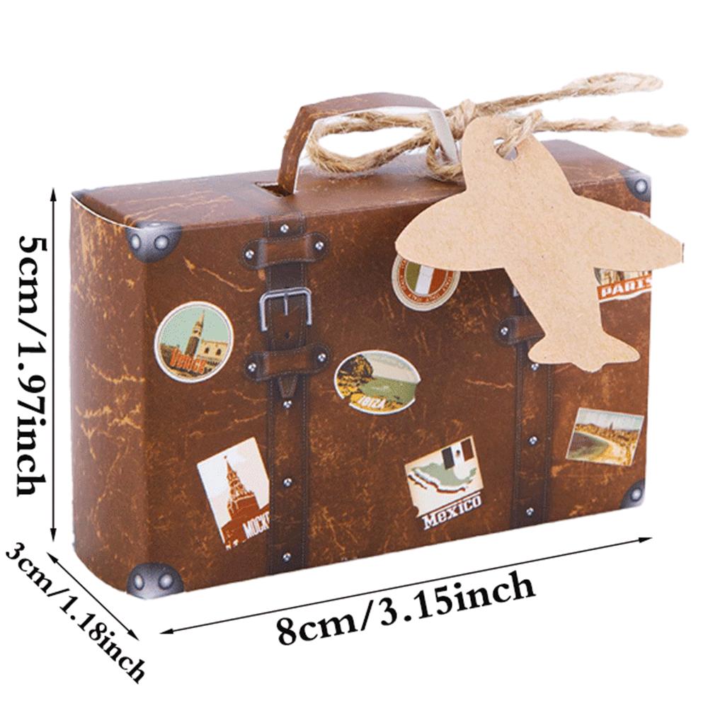 20/30/50PCS Mini Suitcase Party Favor Box with Tags Travel Party Decorations Bridal Shower Wedding Favors For Guests Candy Boxes