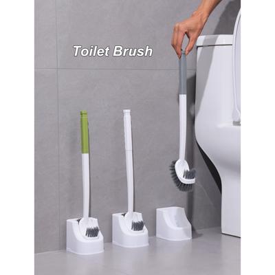 PP Dual Head Toilet Brush with Base for Cleaning No Dead Corners Toilet Squat Toilet with Extended Hard Bristles for Special Use