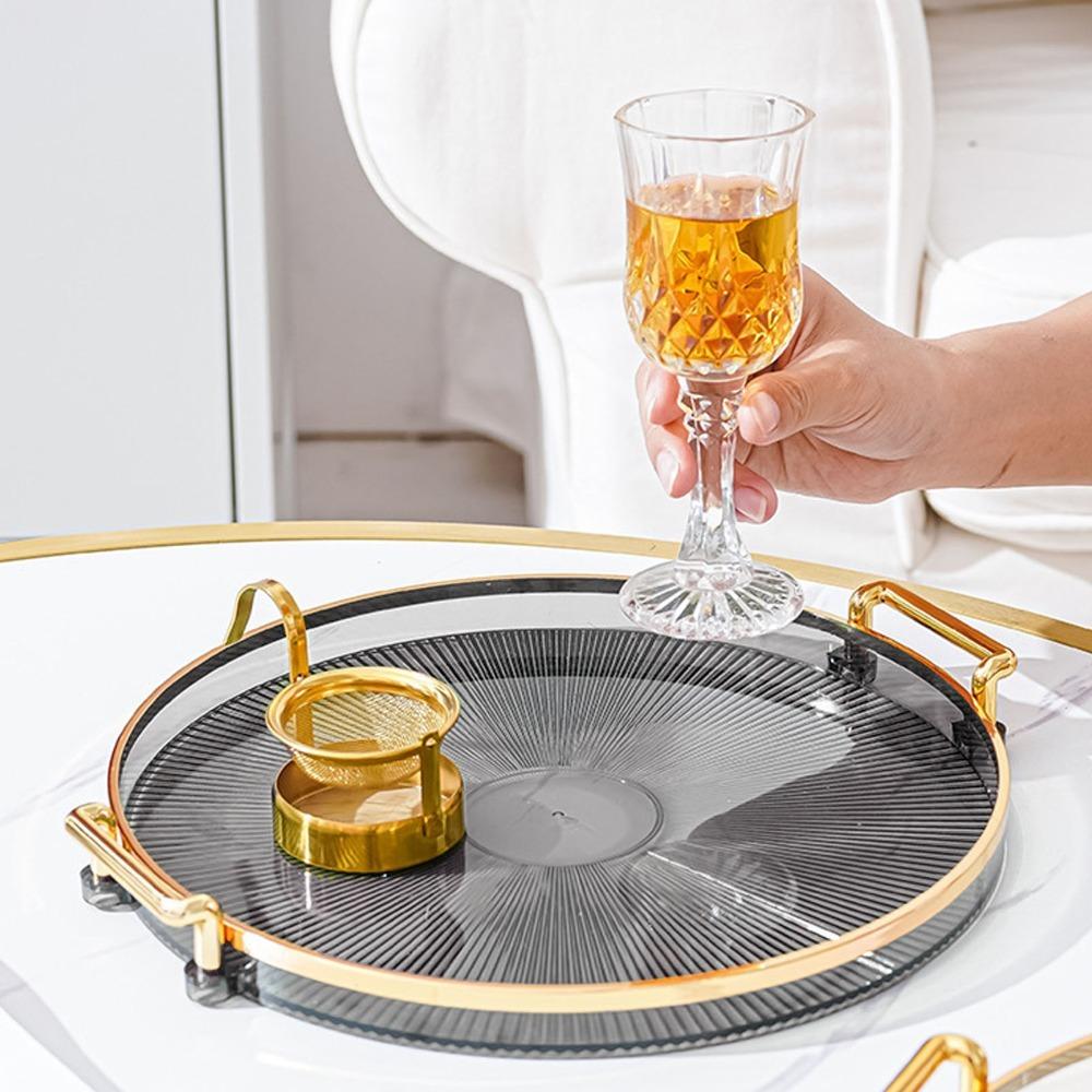 Plastic Plastic Tray Gold Border Display Plate Lightweight Dessert Holder  Party