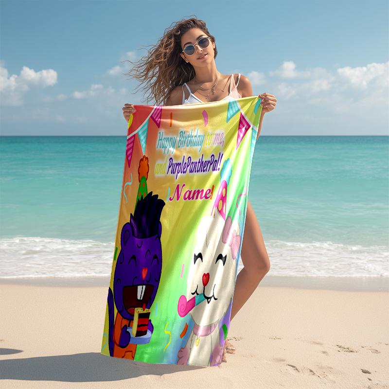 Personalized customized proof beach towel with Happy Tree Friends pattern - soft, absorbent,quick-drying,perfect swimming,camping&bathing