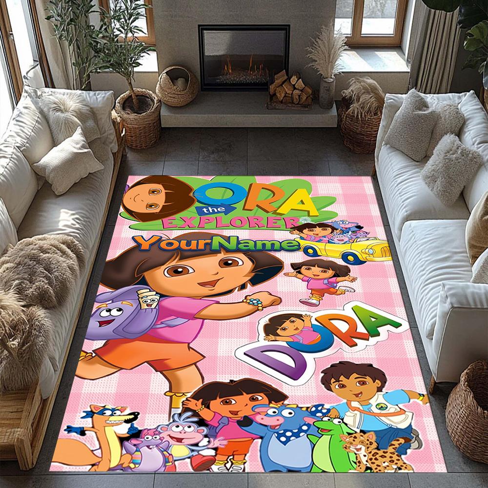 Dora Explorer Customizable Name Floor Rug Office Rug Design for Kitchen Foyer Decorate room Living Rooms Antislip Carpet Anime Office Decor