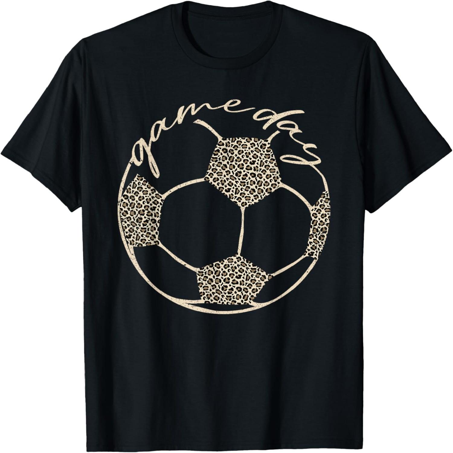 Soccer Game Day Women Leopard Cheetah Print Soccer Fan T-Shirt S