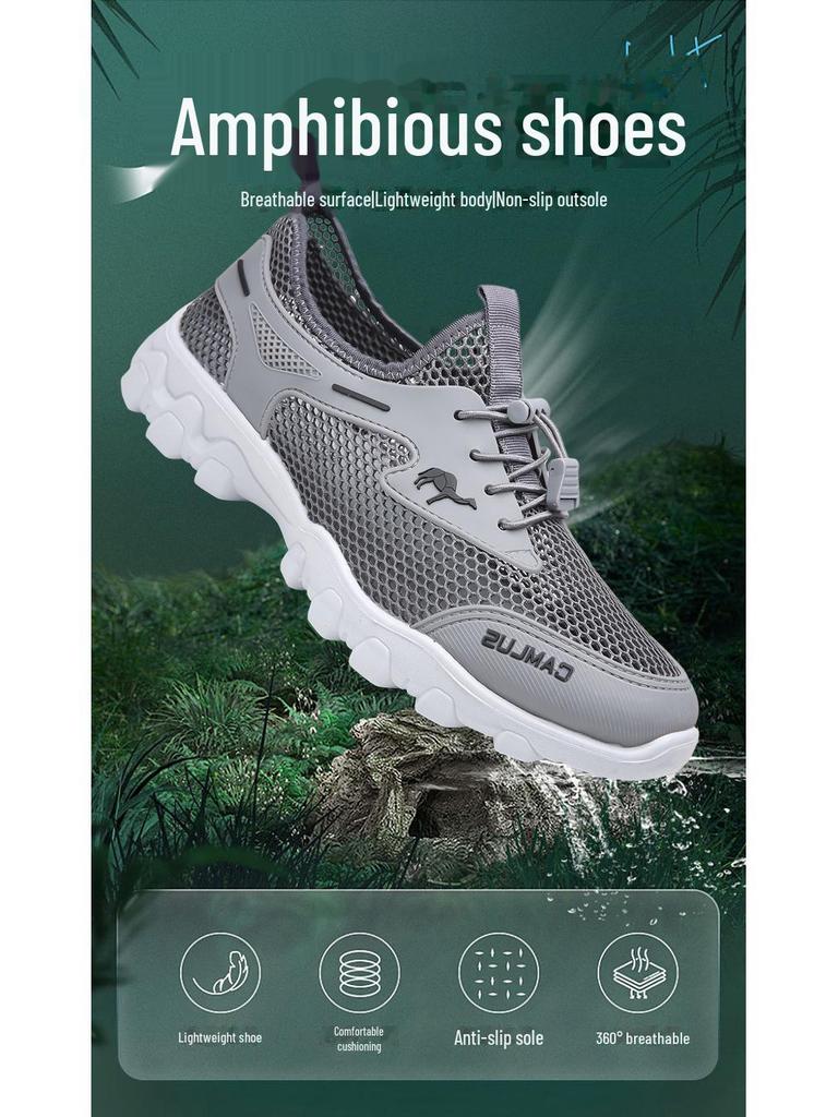Pantofi de drumeție cu plasă respirabilă de vară pentru bărbați - Încălțăminte sportivă ocazională, anti-alunecare, rezistentă la uzură.
