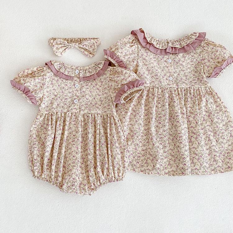 New Summer Korean Style Floral Baby Romper - Lace Princess Dress for Girls