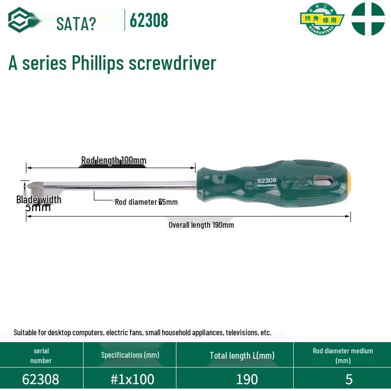 Sata Stubby Screwdriver Set: Phillips, Slotted, Flathead, Torx