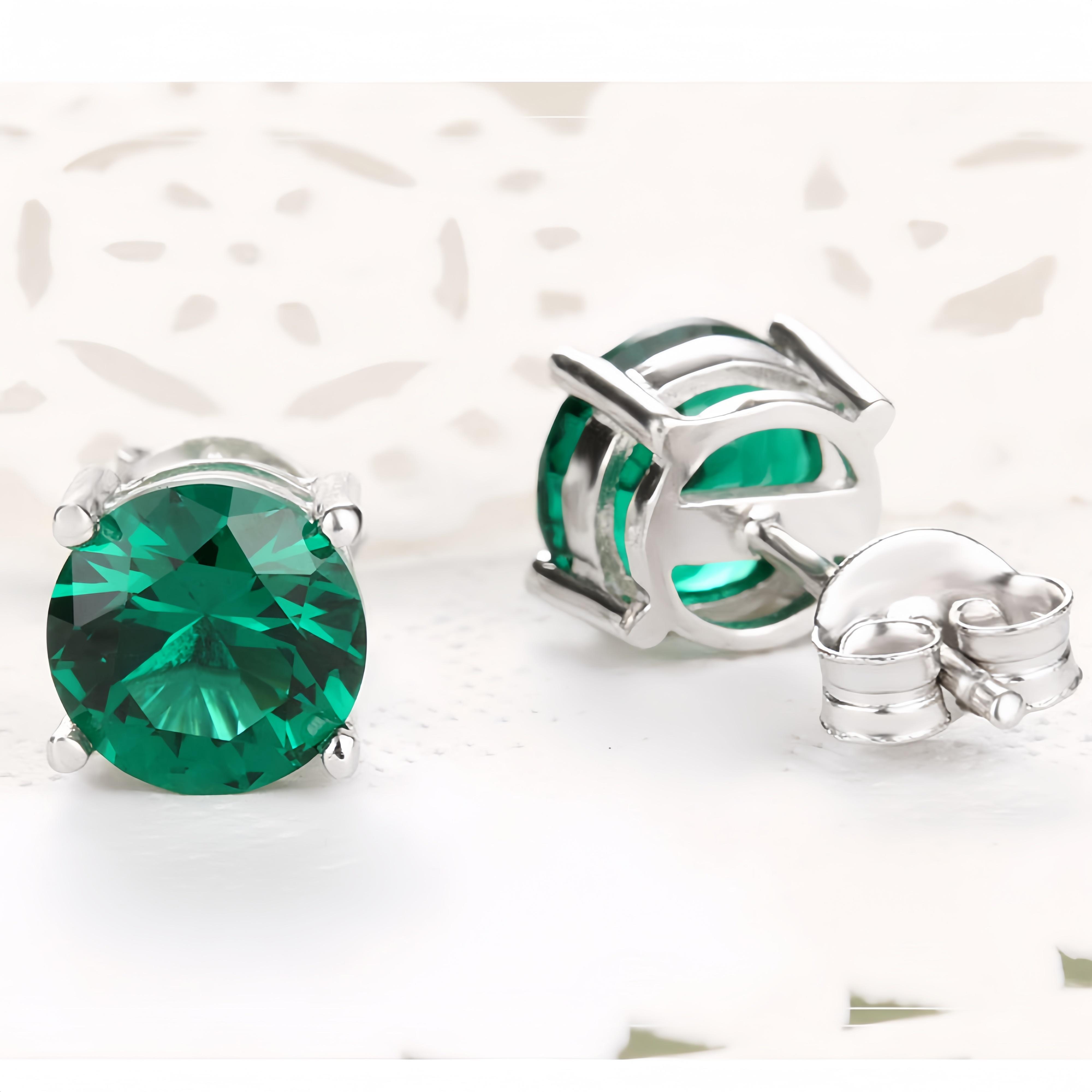 

Серьги-гвоздики из стерлингового серебра 925 пробы с круглым зеленым кубическим цирконием AAA 5 мм зелёный