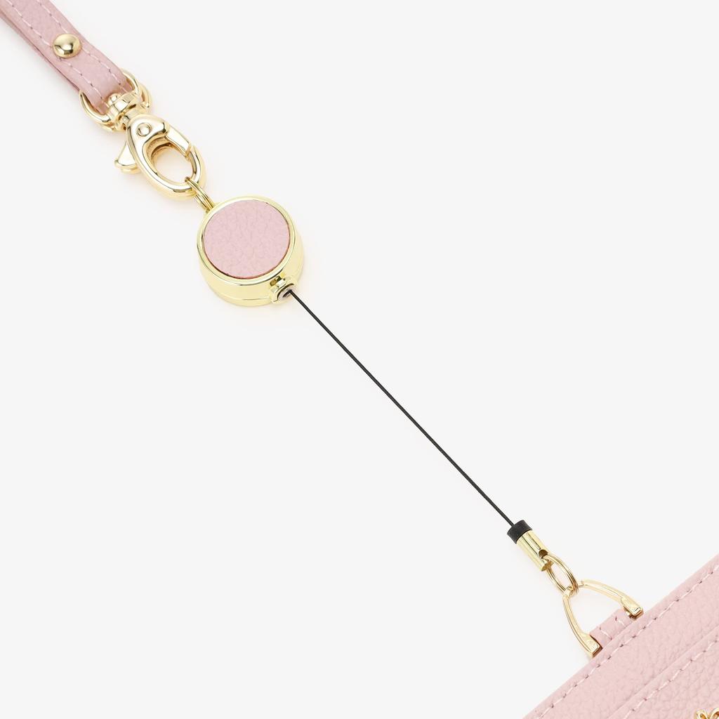 Afternoon Tea LIVING HQ43 Leather Cord Reel Pass Case with Flower Charm / Afternoon Tea PREMIUM, Pink