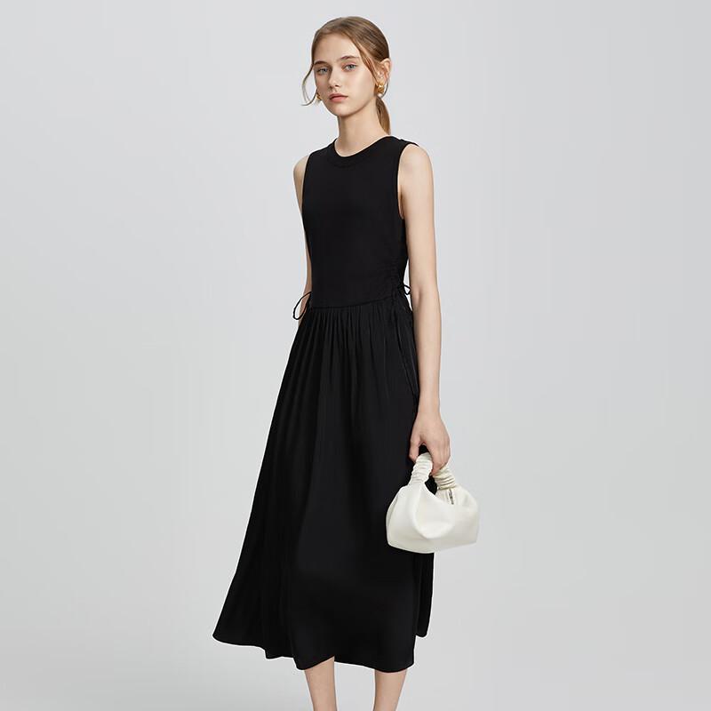 Women's Knitted Splicing Sleeveless Midi Dress