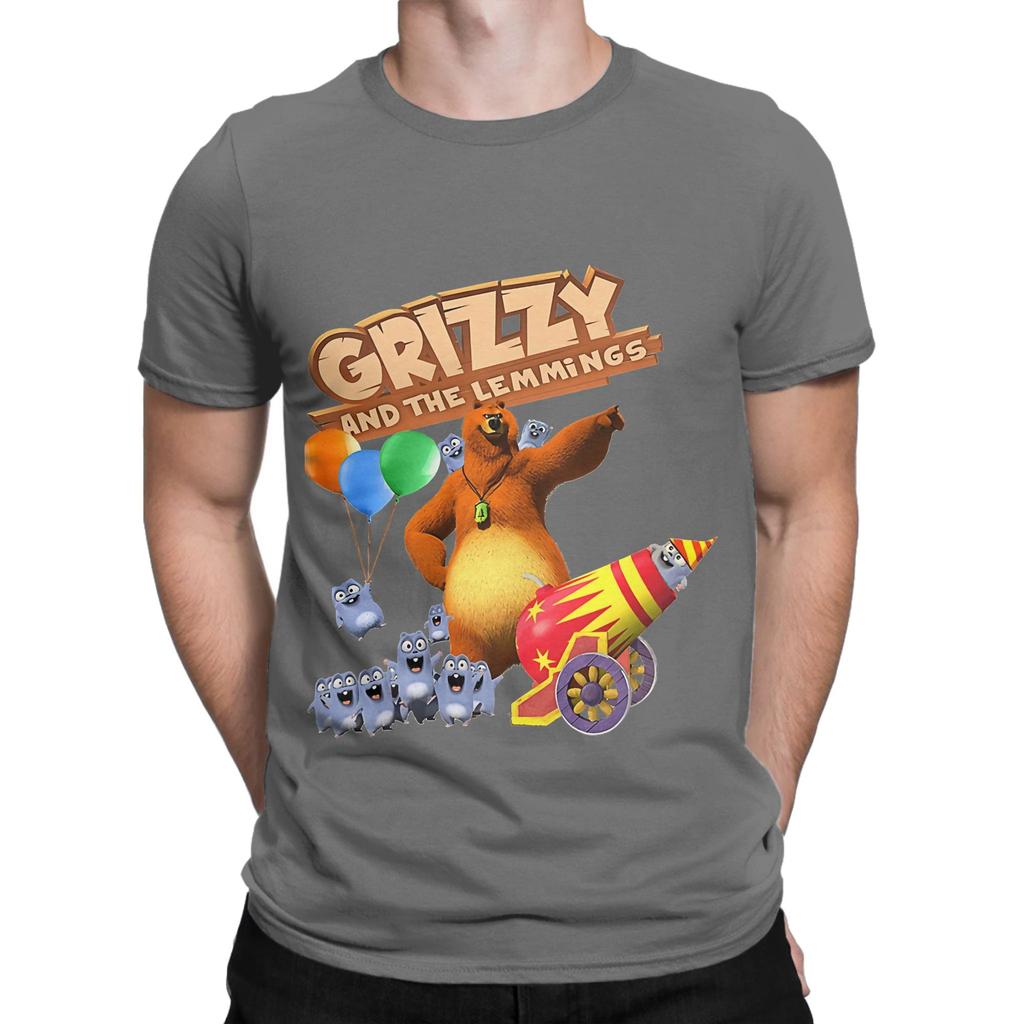 Grizzy und die Lemminge Grizzy und die Lemminge Cartoon Lustig 100% Baumwolle T-Shirt Grizzy und die Lemminge Oberteile T-Shirts Für Unisex