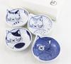 Hasami Ware Coneco Bowl and Plate Set of A Great Gift for Cat Microwave and Dishwasher Made In Product Cat-patterned 4. Lovers. Safe. Japan. Code