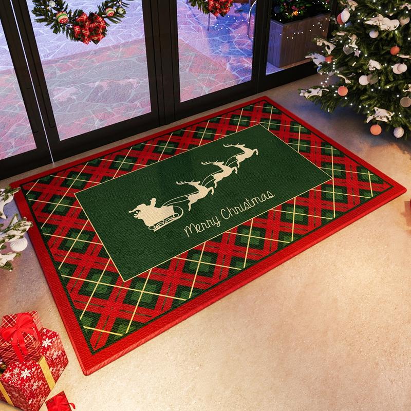 VIKAMA Christmas Durable Anti-Slip Floor Mat for Bedroom, Living Room, Entrance Door - Washable, Non-Greasy, Home Decoration