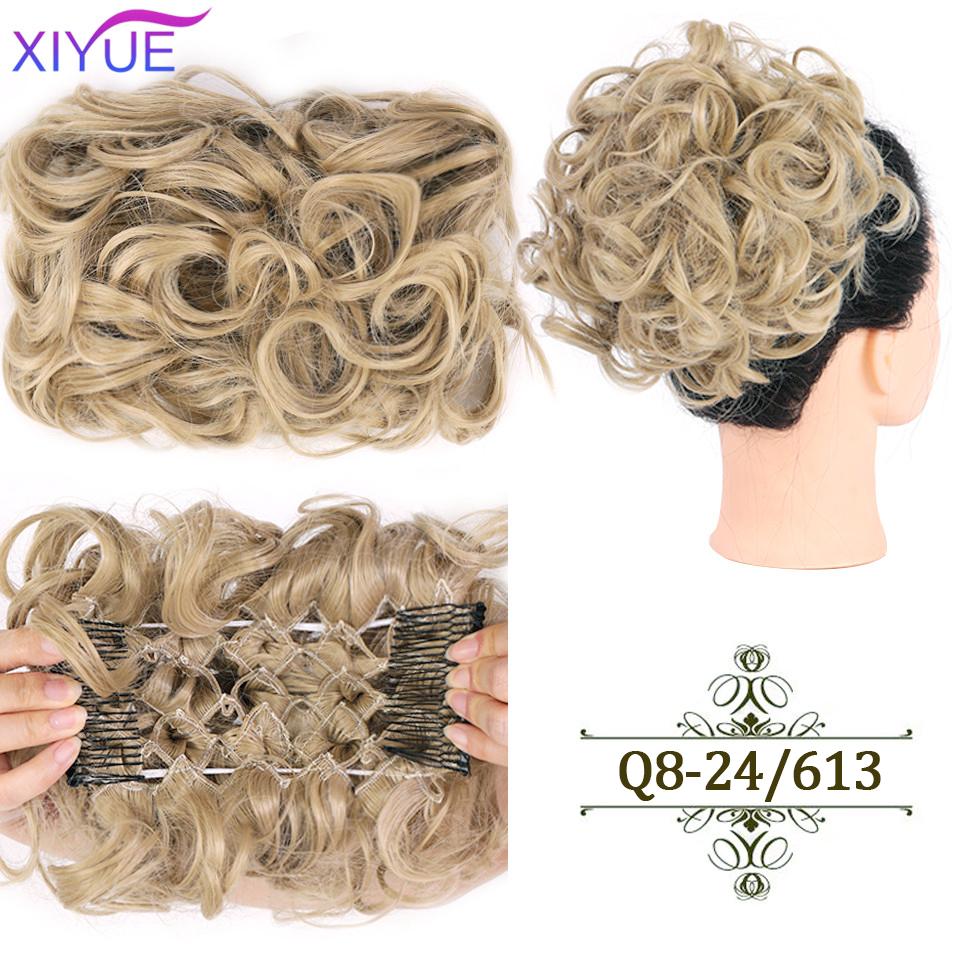 LARGE Comb Clip In Curly Hair Extension Synthetic Hair Pieces Chignon Women Updo Cover Hairpiece Extension Hair Bun