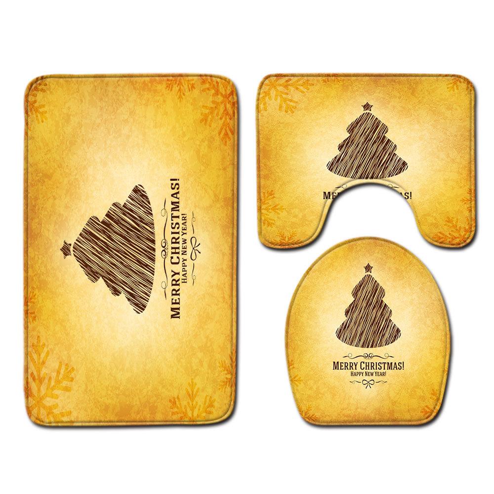 Christmas Bathroom Floor Mat Toilet Three-Piece Set