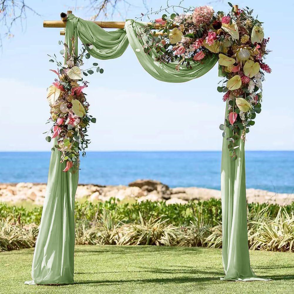 Chiffon Lawn Outdoor Sheer Drapes for Wedding & Festival Archway Decoration