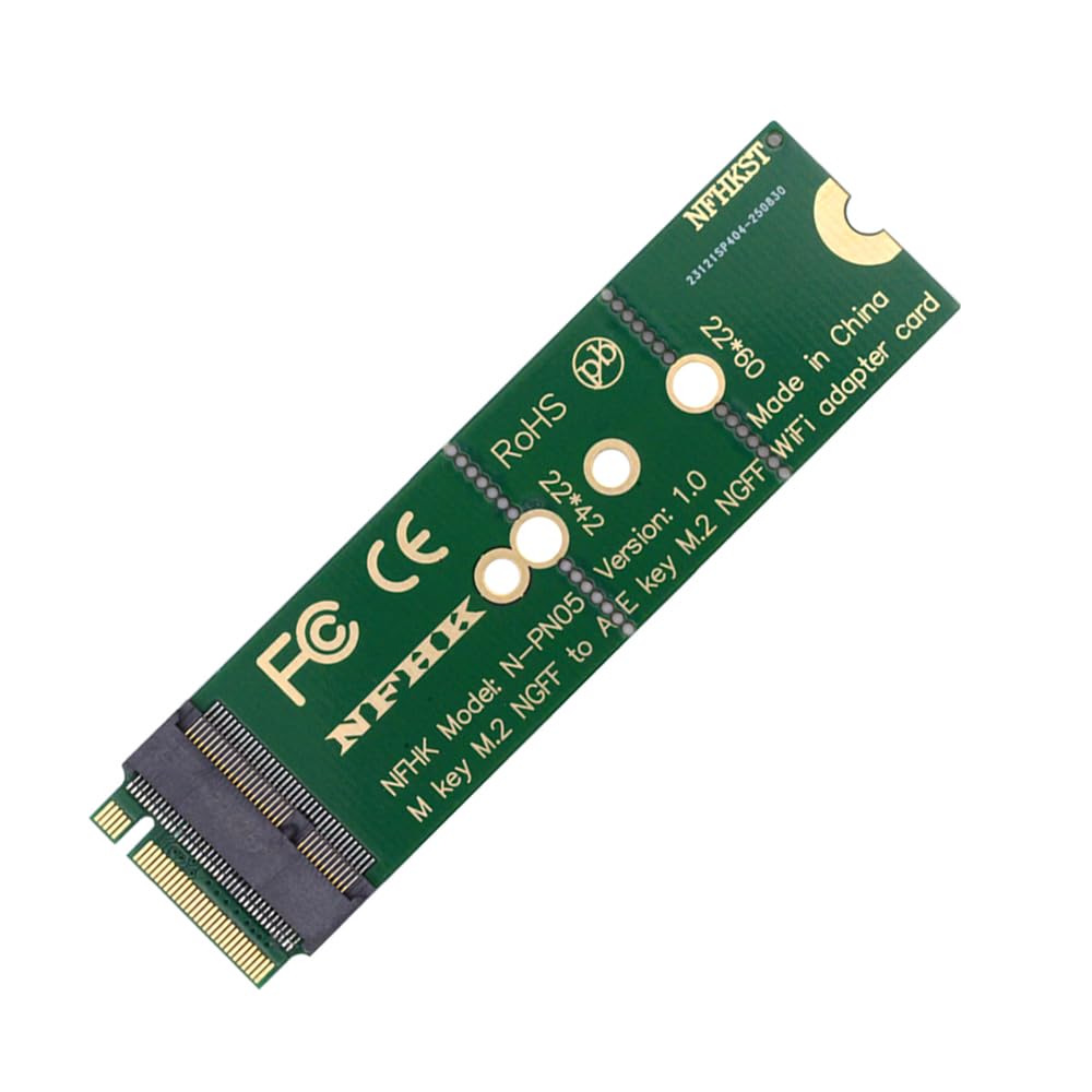 NFHK WiFi Riser Card NGFF Key-E Wireless Networking Card To M.2 NGFF Key-M NVME SSD Adapter Compatible with Wifi6 WIFI7