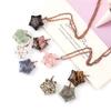 Hand-Wound Retro Natural Crystal Agate Pentagram, Amethyst Star Necklace N582