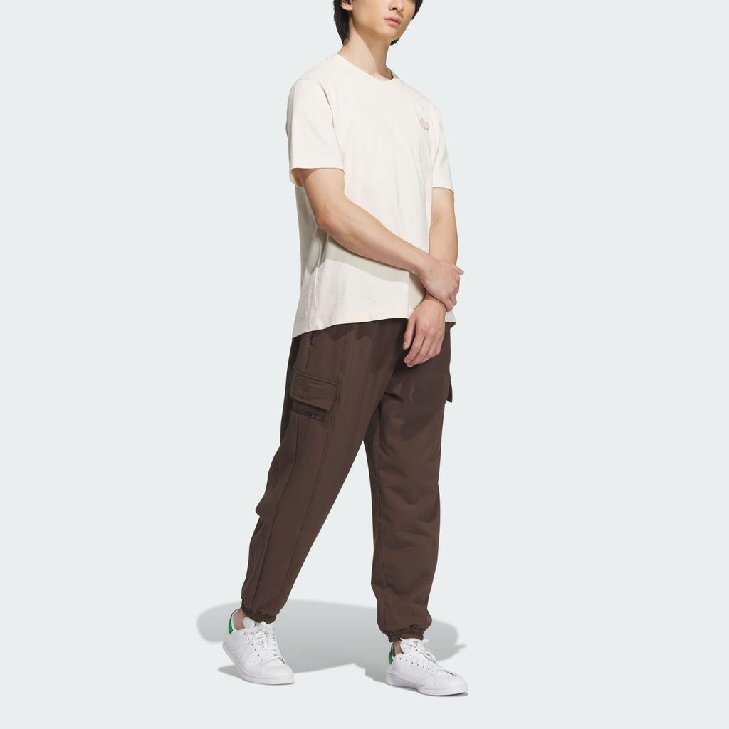 Adidas Originals Solid Color Drawstring Cuffed Knit Sports Pants Men Pants Brown Light-Khaki IZ1517