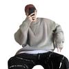 Men's Retro Korean Style Loose Knit Sweater - Solid Color, Round Neck, Autumn/Winter Trend.