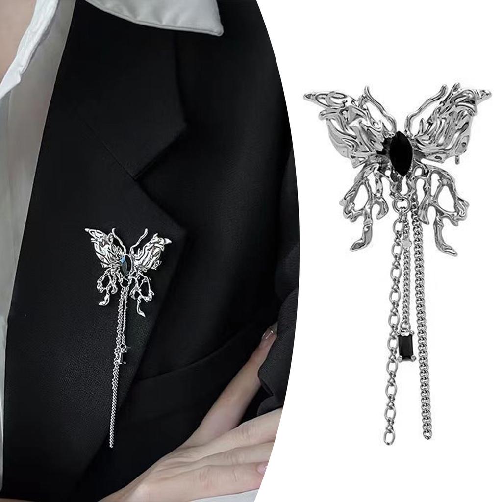 Unique Flowing Fringe Butterfly Pin Stylish Metal Brooch For Dresses Coats Scarves Decoration Gift For Fashion Lovers