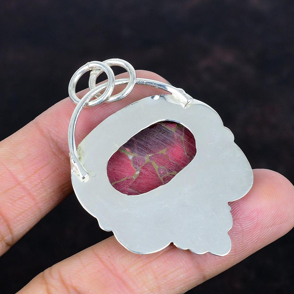 Kingman red mohave copper turquoise pendant gemstone handmade jewelry 925 sterling silver pendant anniversary gifts antique silver jewelry