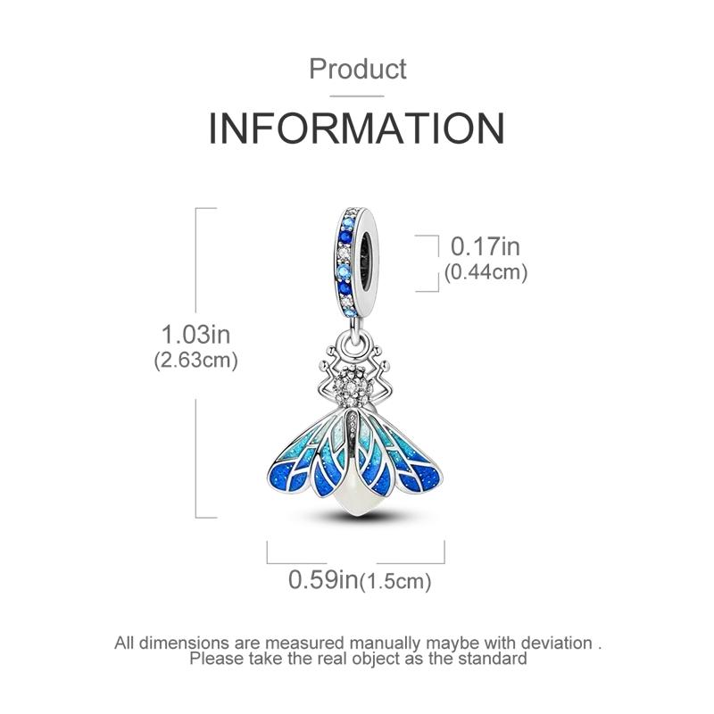 Blue Luminous Firefly Pendant Copper Original Beads Fit Original Charms Bracelet Beads Jewelry Gifts For Women
